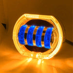 Motociclo Veicolo elettrico Modifica generale Faro a LED 4 perline Lampade a doppia lente, White Aperture+Red Devil Eye, Red Aperture+Red Devil Eye, Blue Aperture+Red Devil Eye, Ice Blue Aperture+Red Devil Eye, Green Aperture+Red Devil Eye             ...