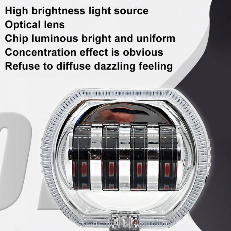 Motociclo Veicolo elettrico Modifica generale Faro a LED 4 perline Lampade a doppia lente, White Aperture+Red Devil Eye, Red Aperture+Red Devil Eye, Blue Aperture+Red Devil Eye, Ice Blue Aperture+Red Devil Eye, Green Aperture+Red Devil Eye             ...