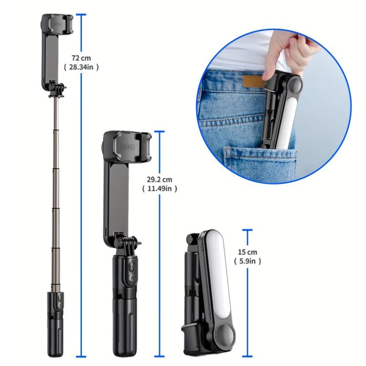 Mini stabilizzatore Bluetooth con luce selfie e stick