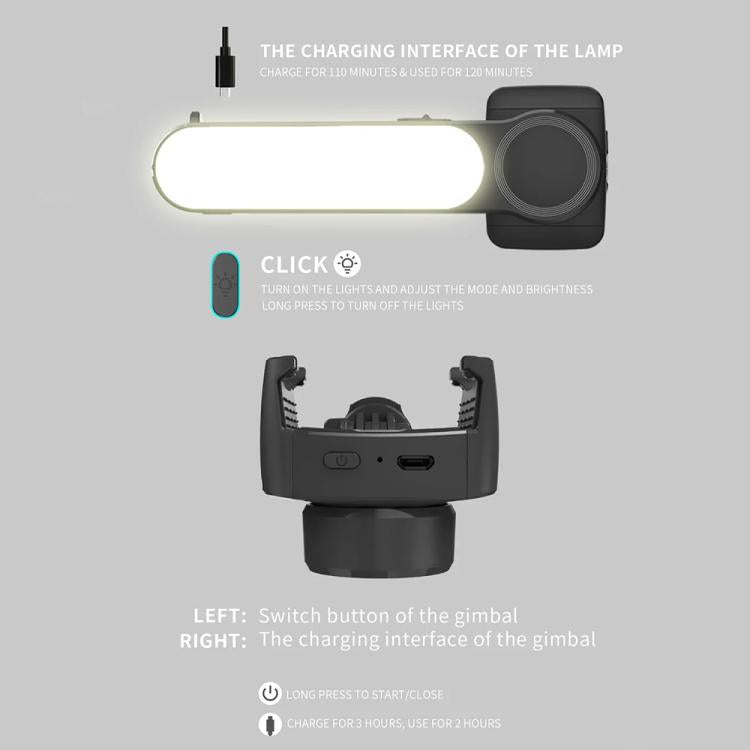 Mini stabilizzatore Bluetooth con luce selfie e stick