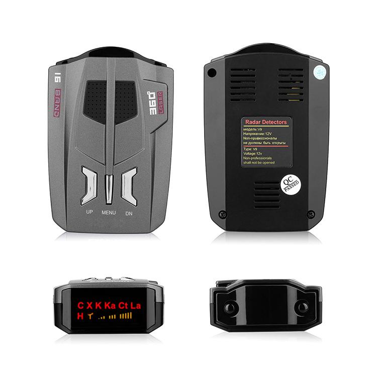 Rilevatore di velocità radar mobile per auto Cane elettronico per auto, supporto inglese / russo, V9