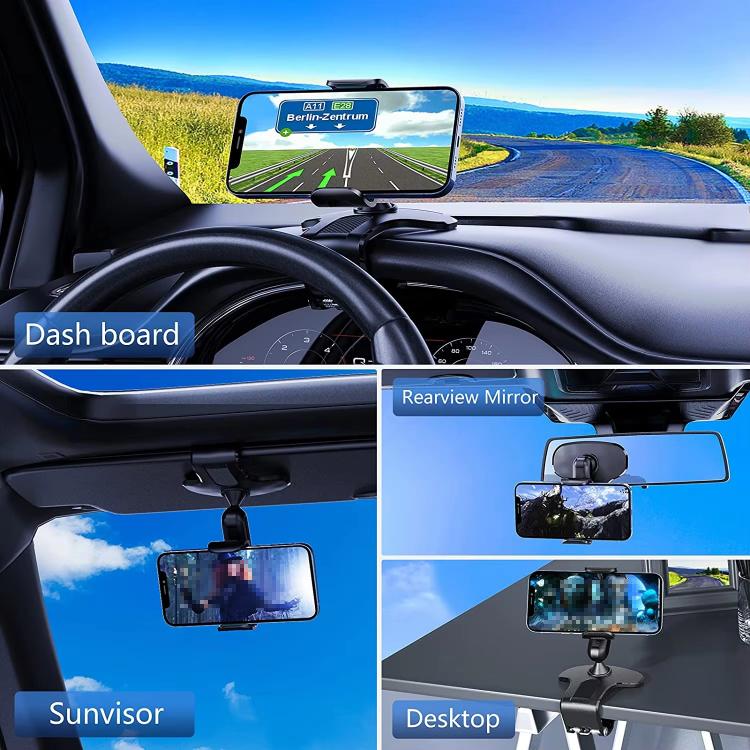 Supporto per telefono con supporto per console centrale per aletta parasole per cruscotto auto
