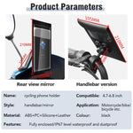 Supporto per borsa per telefono impermeabile per bicicletta, rotazione a 360 gradi, supporto per cellulare per motocicletta, Handlebar Model, Rearview Mirror Model
