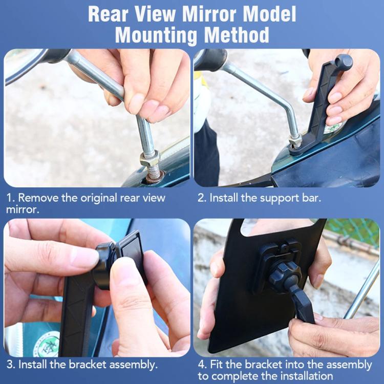 Supporto per borsa per telefono impermeabile per bicicletta, rotazione a 360 gradi, supporto per cellulare per motocicletta, Handlebar Model, Rearview Mirror Model