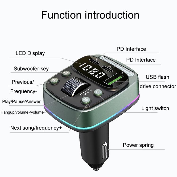 Display tensione auto Caricabatterie rapido Subwoofer Lettore MP3 Bluetooth, GZ08
