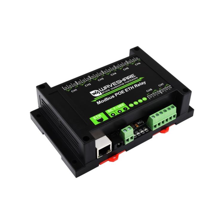 Modulo relè Ethernet industriale Waveshare 24964 a 8 canali, comunicazione porta PoE, 24964