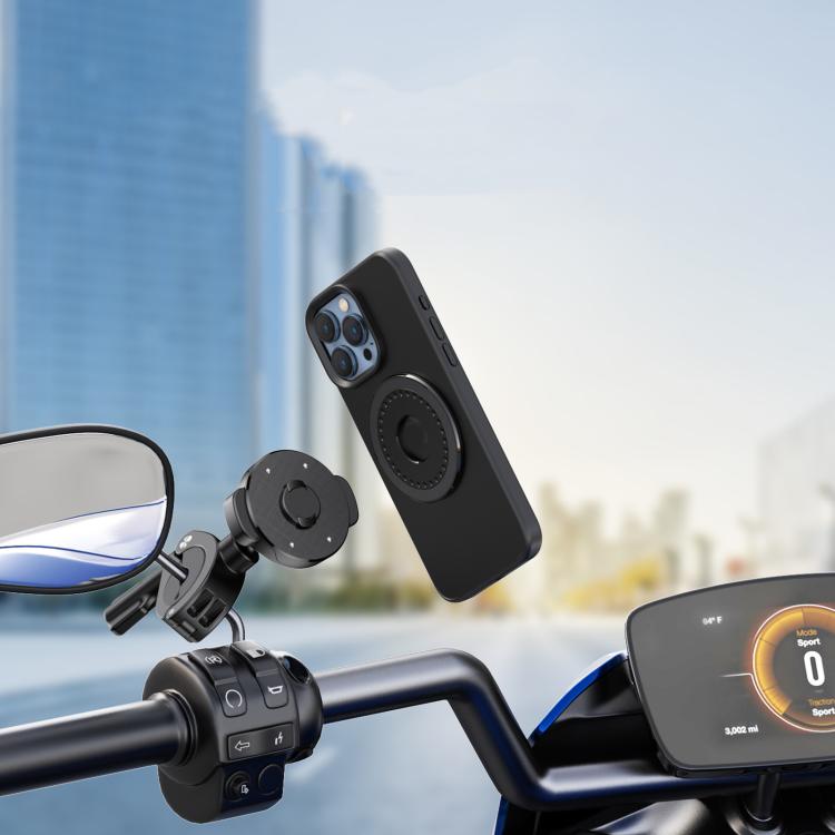 Supporto per cellulare a scatto per bicicletta e moto con anello magnetico