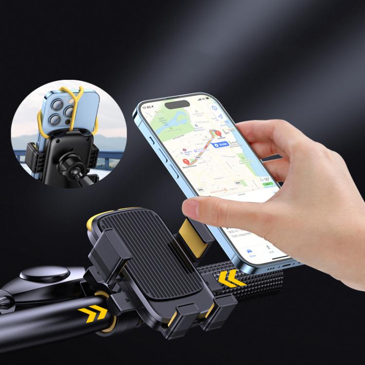 Supporto per telefono per bicicletta e moto con cinturino in silicone nascosto, Handbar, Rearview Mirror