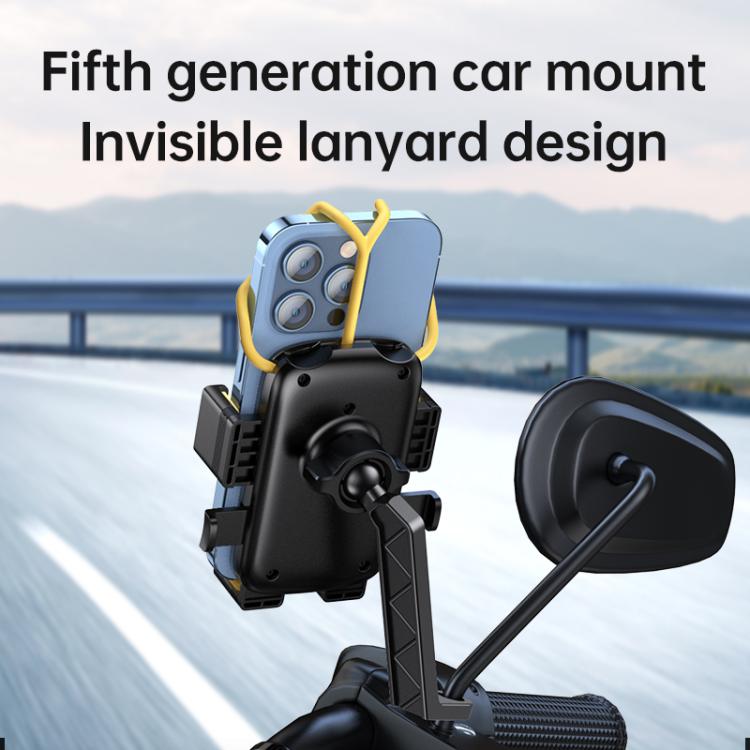 Supporto per telefono per bicicletta e moto con cinturino in silicone nascosto, Handbar, Rearview Mirror