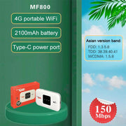 Router portatile con scheda SIM WiFi mobile 4G, MF800 Indonesia Version