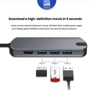 Hub di docking station con porta Gigabit Ethernet USB-C/Type-C 8 in 1, HDMI 4K 30Hz, HDMI 4K 60Hz