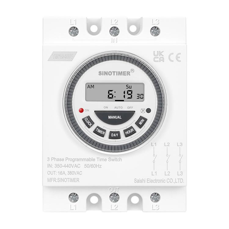 SINOTIMER TM619-380V 16A Interruttore temporizzatore trifase 7 giorni Intervallo minimo programmabile 1 minuto, TM619