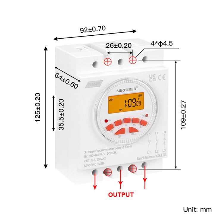 Interruttore temporizzatore trifase SINOTIMER CN109S 380V 16A