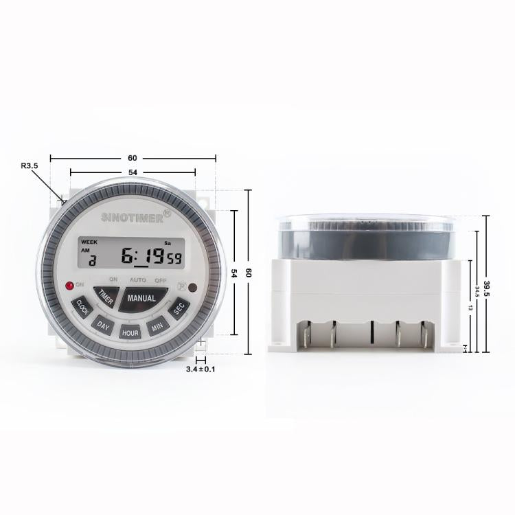 Timer digitale da 10 A per 7 giorni, interruttore di controllo dei secondi, SINOTIMER TM-619sH-4 12VDC