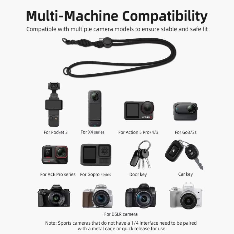 BRDRC Sport Camera Lanyard con vite da 1/4 di pollice, laccio anti-smarrimento per tracolla