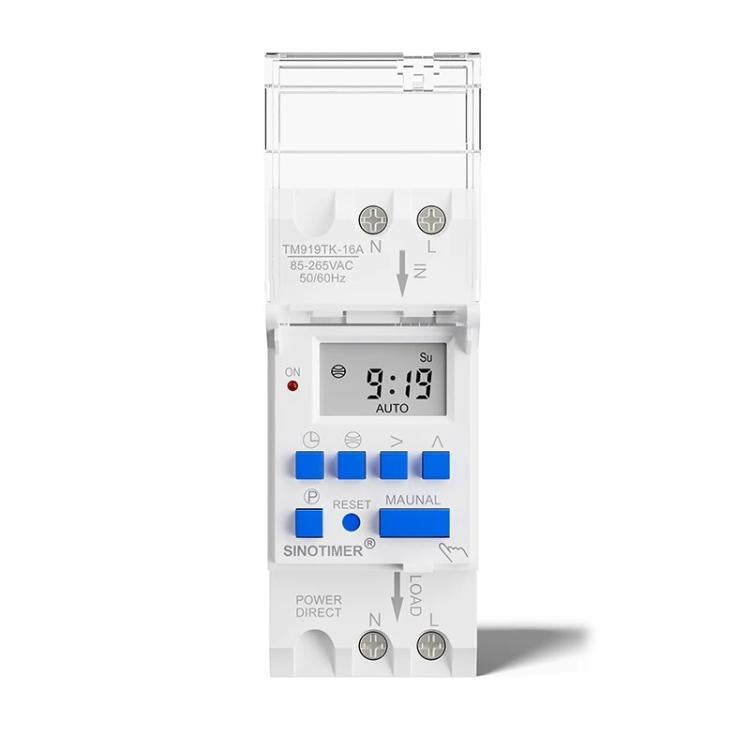 Interruttore orario astronomico 85-265VAC per il calcolo automatico dell'alba e del tramonto in latitudine e longitudine, SINOTIMER  TM919TK-16A, SINOTIMER  TM919TK-30A