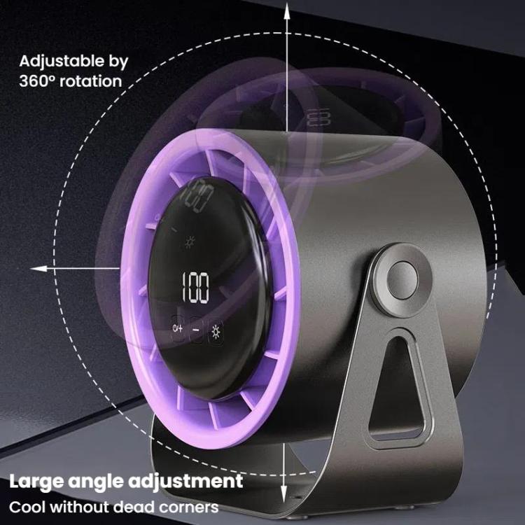 Ventilatore a circolazione ad alta velocità con 100 ingranaggi, display digitale da tavolo ricaricabile, ventilatore turbo da parete, White, Gray, Clip White, Clip Gray
