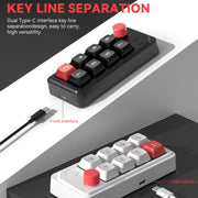 Tastiera meccanica da gioco MKESPN a 8 tasti cablata, sostituibile a caldo, con definizione macro e manopola, MKESPN K815A (Black)