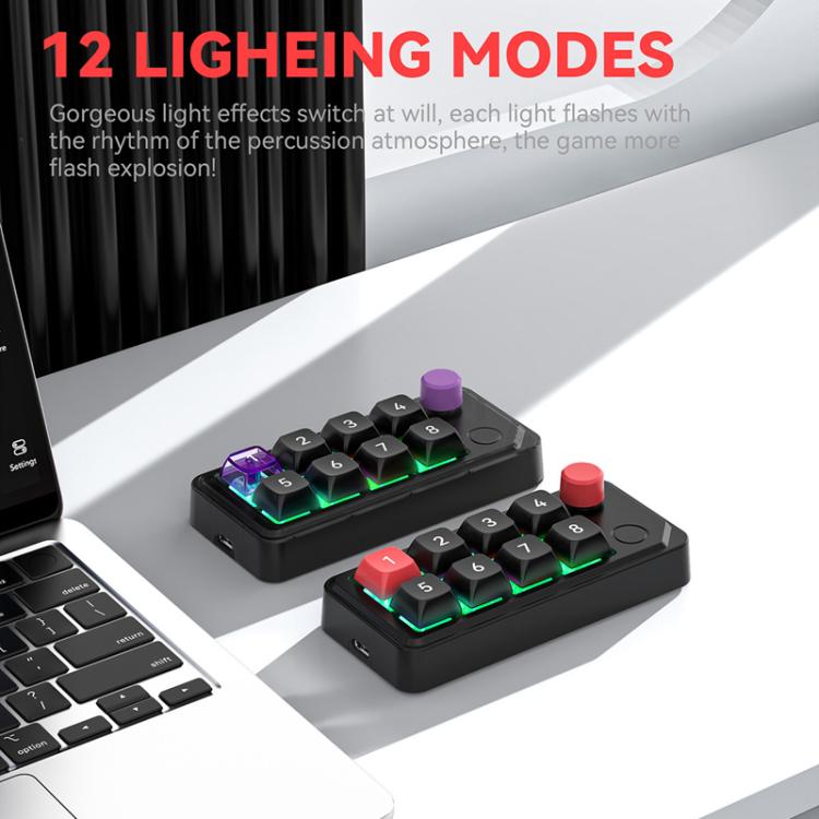 Tastiera meccanica da gioco MKESPN a 8 tasti cablata, sostituibile a caldo, con definizione macro e manopola, MKESPN K815A (Black)