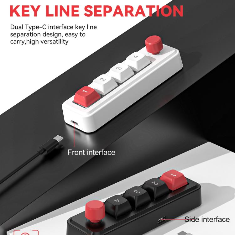 MKESPN 4-Key Macro Programmable Mechanical Gaming Keyboard With Dual USB-C Ports Hot-Swappable RGB Backlit, 816B Black, 816B White, 816A Black, 816A White