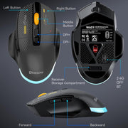 MKESPN W601 Mouse da gioco macro silenzioso wireless tri-mode in fibra di carbonio 12800DPI Mouse Bluetooth