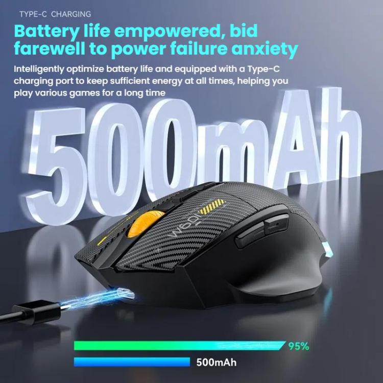 MKESPN W601 Mouse da gioco macro silenzioso wireless tri-mode in fibra di carbonio 12800DPI Mouse Bluetooth