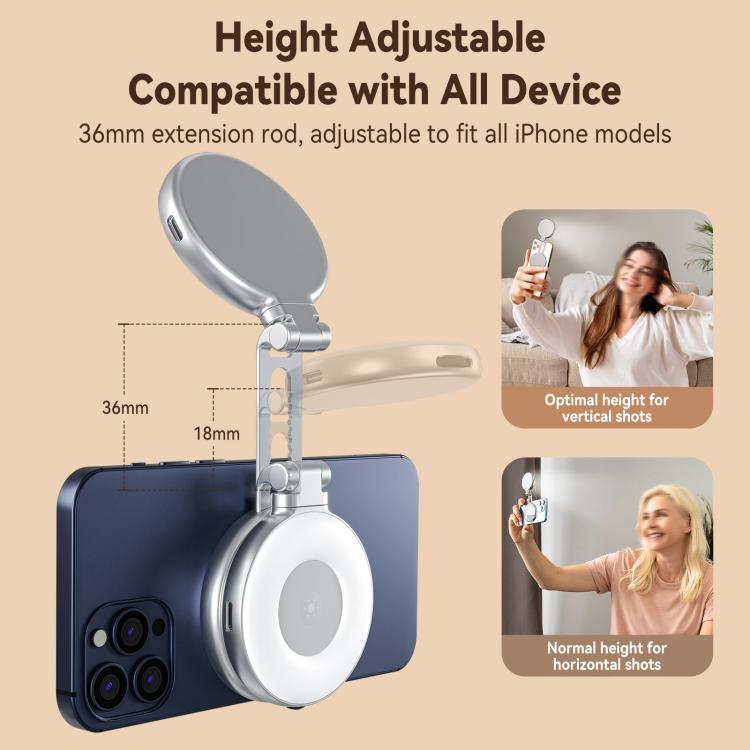 Mini telefono magnetico bellezza sostituzione luce tricolore temperatura portatile selfie specchio rotante allungamento lampada tascabile, S5-BGD-01