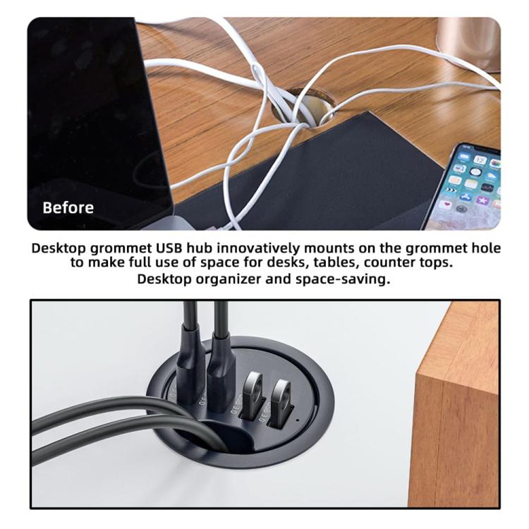 Hub di collegamento per scrivania con passacavo, lunghezza cavo 1,2 m, 4 x USB3.0, 3 x USB3.0+TF+SD, 3xUSB3.0+3.5mm, 2xUSB3.0+USB-C+3.5mm, 2xUSB3.0+USB-C+SD/MMC