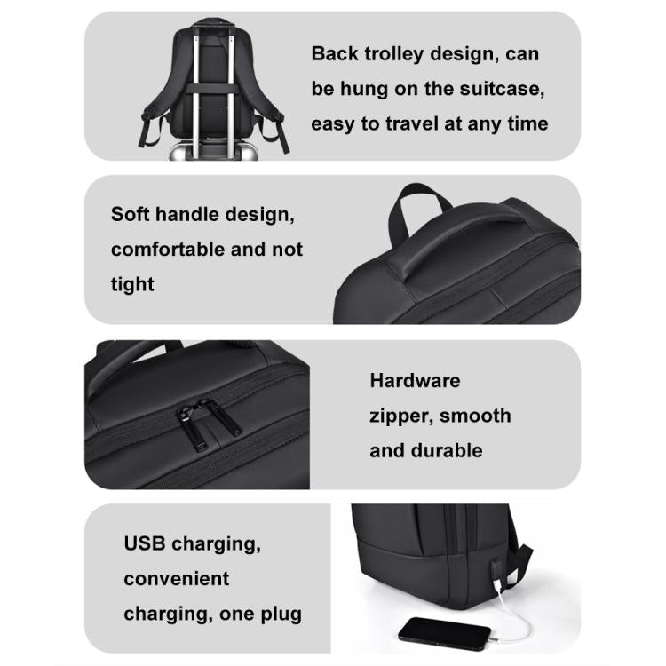 Zaino per laptop impermeabile multi-scomparto di grande capacità OUMANTU 2103 con porta USB