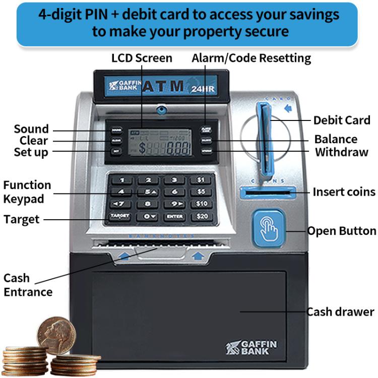 Bancomat simulato, Smart Password Card Swipe, Salvadanaio per Bambini