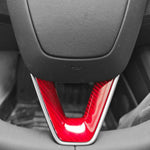 Per la modifica dell'auto Tesla Model 3, toppa per volante in fibra di carbonio per interni, Matte, Glossy, Red, Froged Pattern