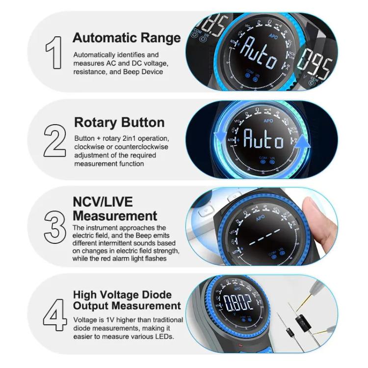 Multimetro digitale rotativo con auto-range SUNSHINE DT-24R