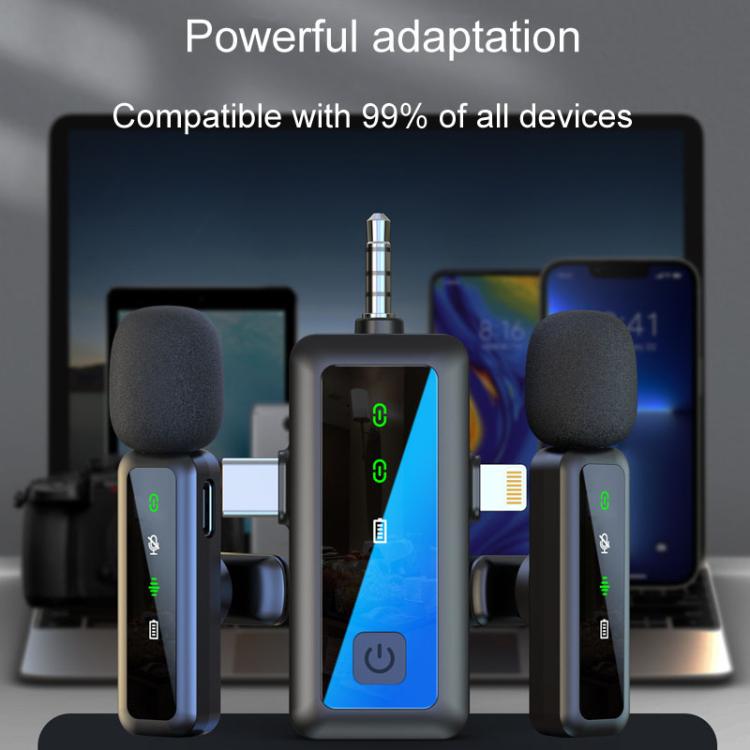 H65 Microfono wireless Lavalier 3 in 1 per trasmissioni esterne con cancellazione del rumore Microfono per telecamera sportiva, Single Mic, Dual Mic