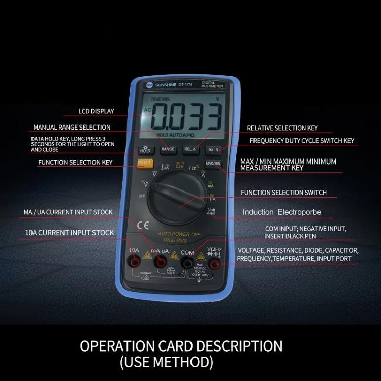 Multimetro digitale con display LCD SUNSHINE DT-17N