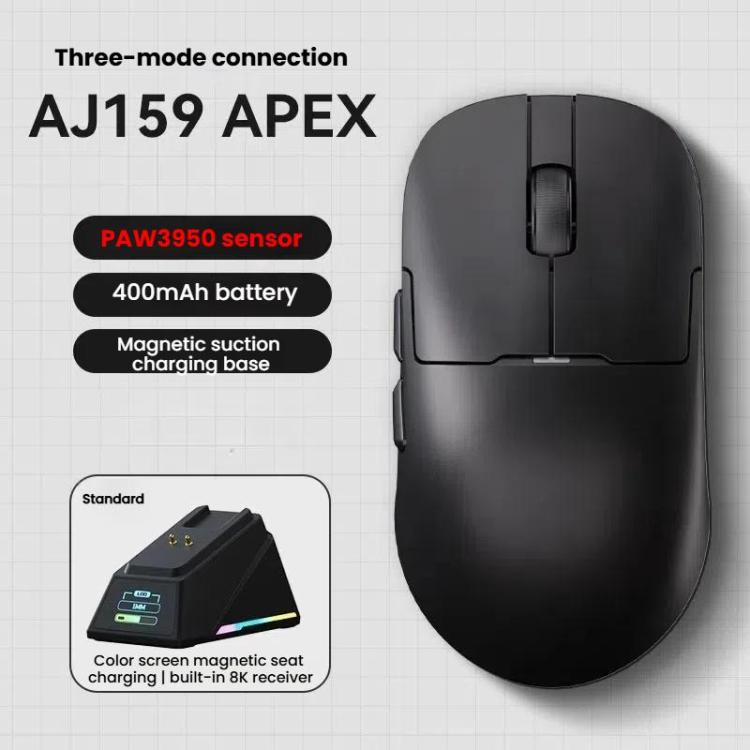 Mouse da gioco Ajazz AJ159 APEX PAW3395 wireless Tri-Mode leggero con dock di ricarica