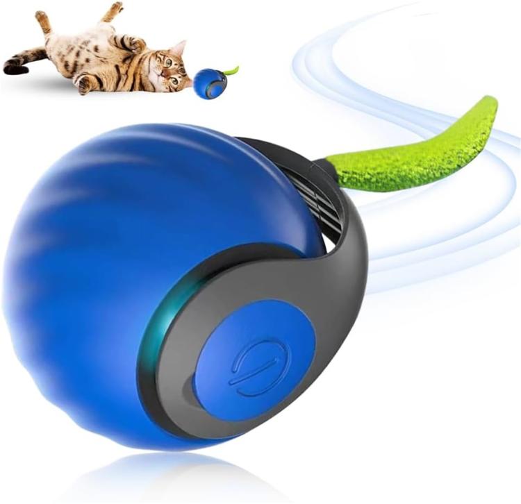 Giocattoli interattivi per gatti con palla auto-rotolante intelligente, ricaricabile tramite USB, con regolazione a due velocità, TUTU Orange, TUTU Blue
