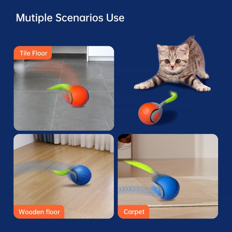 Giocattoli interattivi per gatti con palla auto-rotolante intelligente, ricaricabile tramite USB, con regolazione a due velocità, TUTU Orange, TUTU Blue