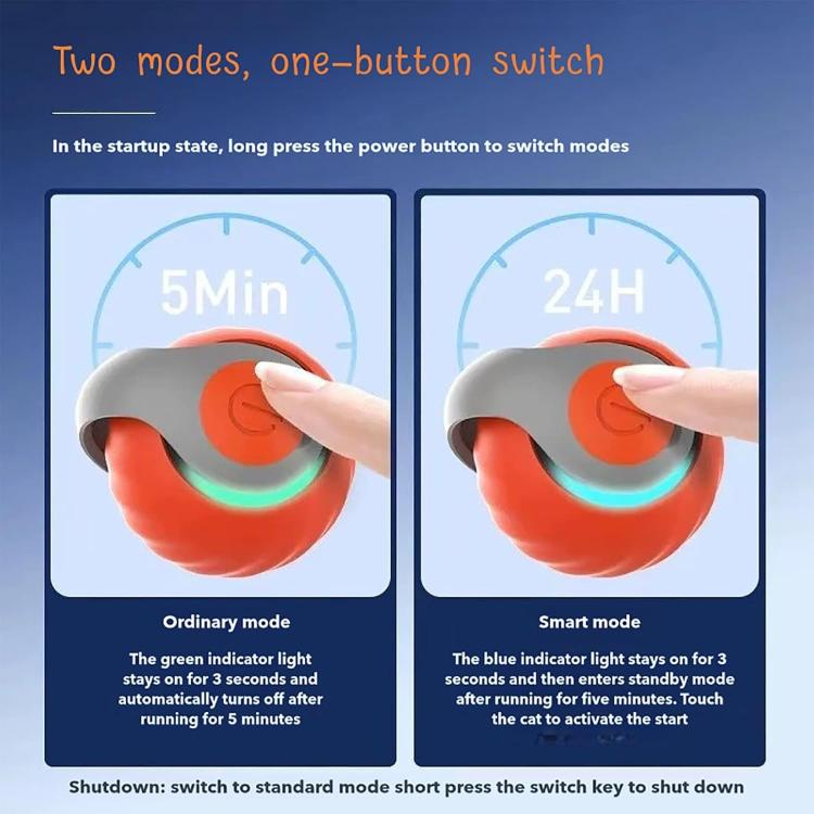 Giocattoli interattivi per gatti con palla auto-rotolante intelligente, ricaricabile tramite USB, con regolazione a due velocità, TUTU Orange, TUTU Blue