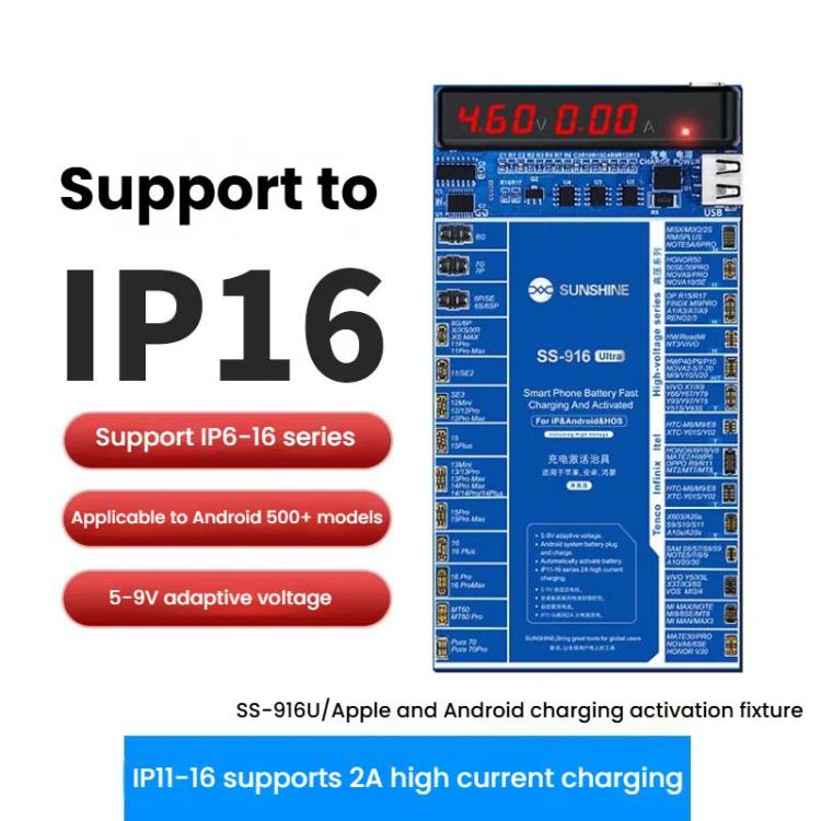 Dispositivo di attivazione della ricarica Supporto tensione adattiva 5-9 V per iPhone serie 16 e modelli Android, SUNSHINE SS-916 Ultra