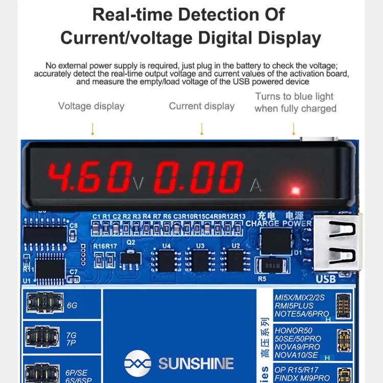 Dispositivo di attivazione della ricarica Supporto tensione adattiva 5-9 V per iPhone serie 16 e modelli Android, SUNSHINE SS-916 Ultra