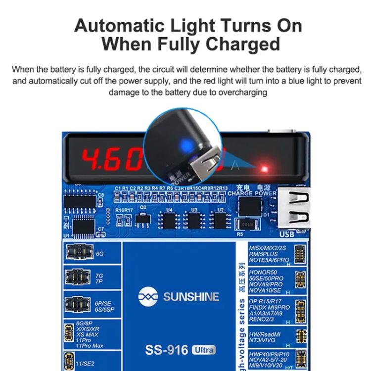 Dispositivo di attivazione della ricarica Supporto tensione adattiva 5-9 V per iPhone serie 16 e modelli Android, SUNSHINE SS-916 Ultra