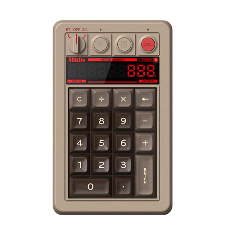 8BitDo Retro18 Tri-mode Connection Computer Tastiera numerica meccanica Contatore 2 in 1, Light Gray, Brown, Gray, Red