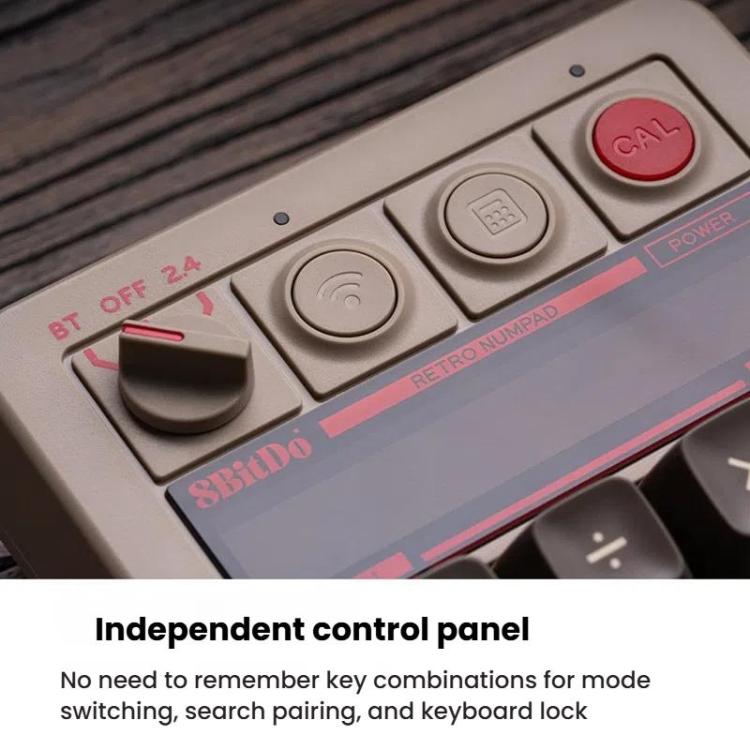 8BitDo Retro18 Tri-mode Connection Computer Tastiera numerica meccanica Contatore 2 in 1, Light Gray, Brown, Gray, Red