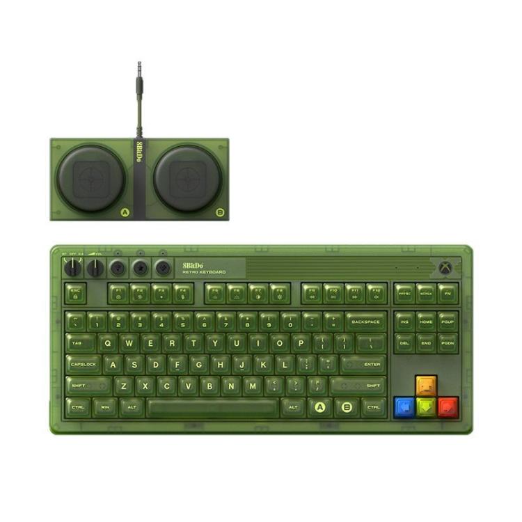 Tastiera meccanica 8BitDo Retro87 Retro RGB Lighting Green Tastiera trasparente con tasti grandi, Green Transparent Keyboard