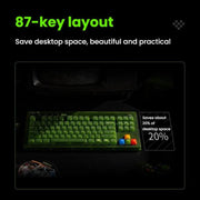 Tastiera meccanica 8BitDo Retro87 Retro RGB Lighting Green Tastiera trasparente con tasti grandi, Green Transparent Keyboard