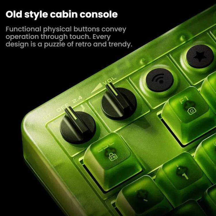 Tastiera meccanica 8BitDo Retro87 Retro RGB Lighting Green Tastiera trasparente con tasti grandi, Green Transparent Keyboard