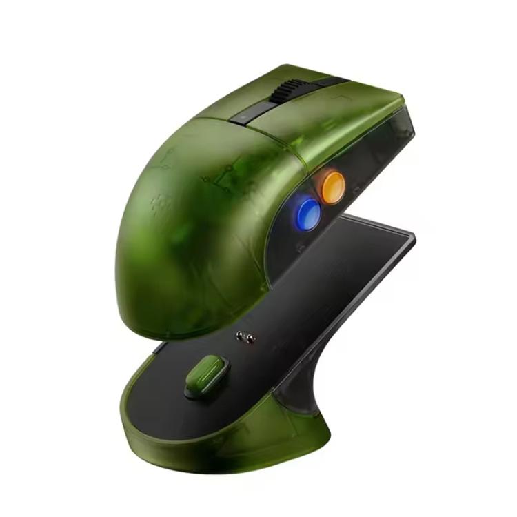 Mouse wireless traslucido verde 8BitDo Retro R8 con base di ricarica, Green Translucent Mouse