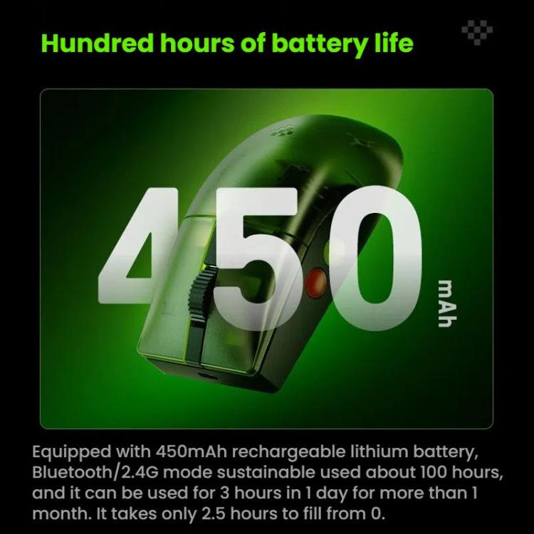 Mouse wireless traslucido verde 8BitDo Retro R8 con base di ricarica, Green Translucent Mouse