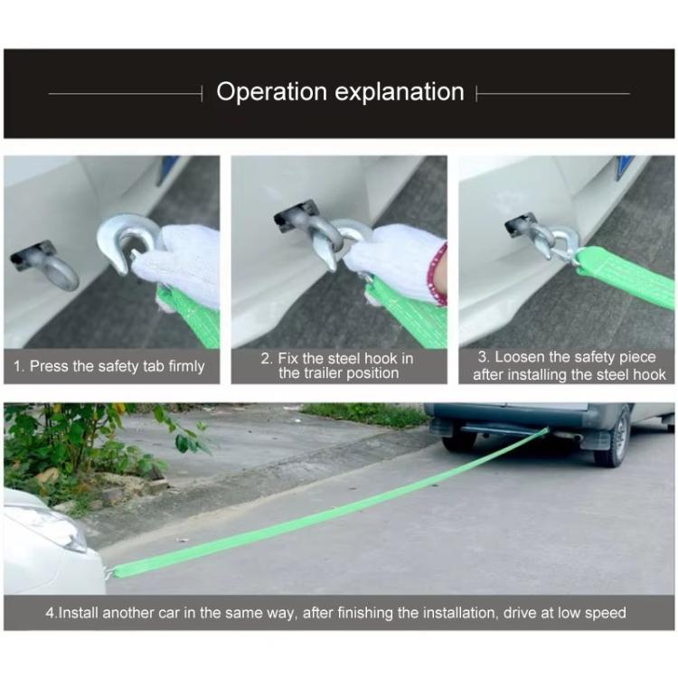 Corda di traino elastica per auto a doppio strato retrattile di emergenza