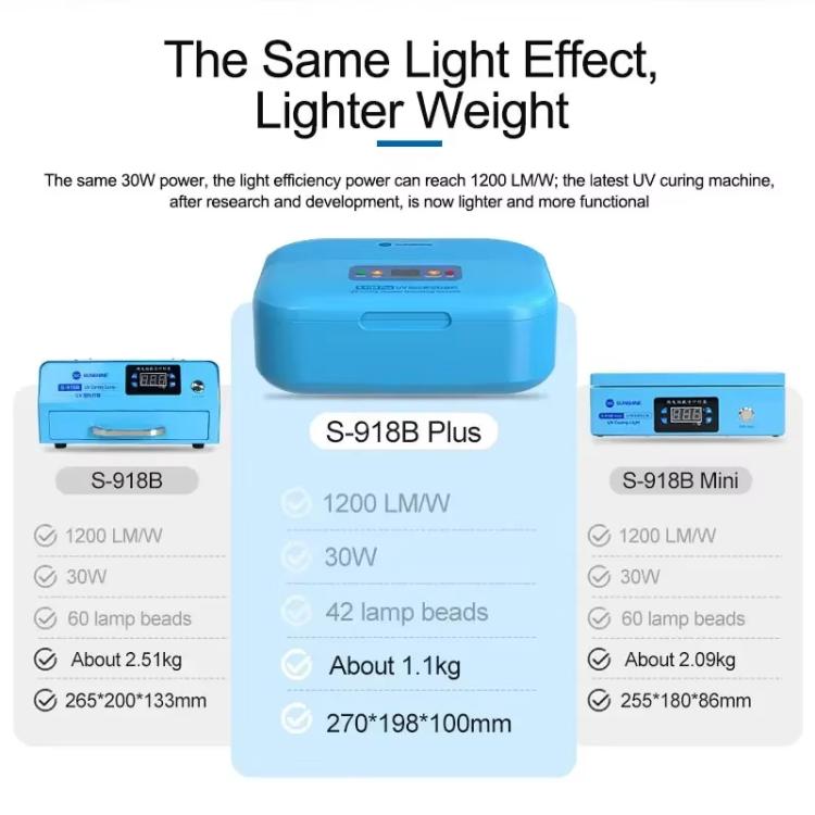 SUNSHINE S-918B Plus UV Curing Box Mobile Phone LCD Screen OCA Bonding Vacuum Laminated Machine, SUNSHINE S-918B Plus (US Plug 110V), SUNSHINE S-918B Plus (EU Plug 220V)